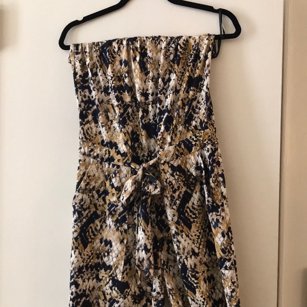 Diane von Furstenburg strapless flared pant romper